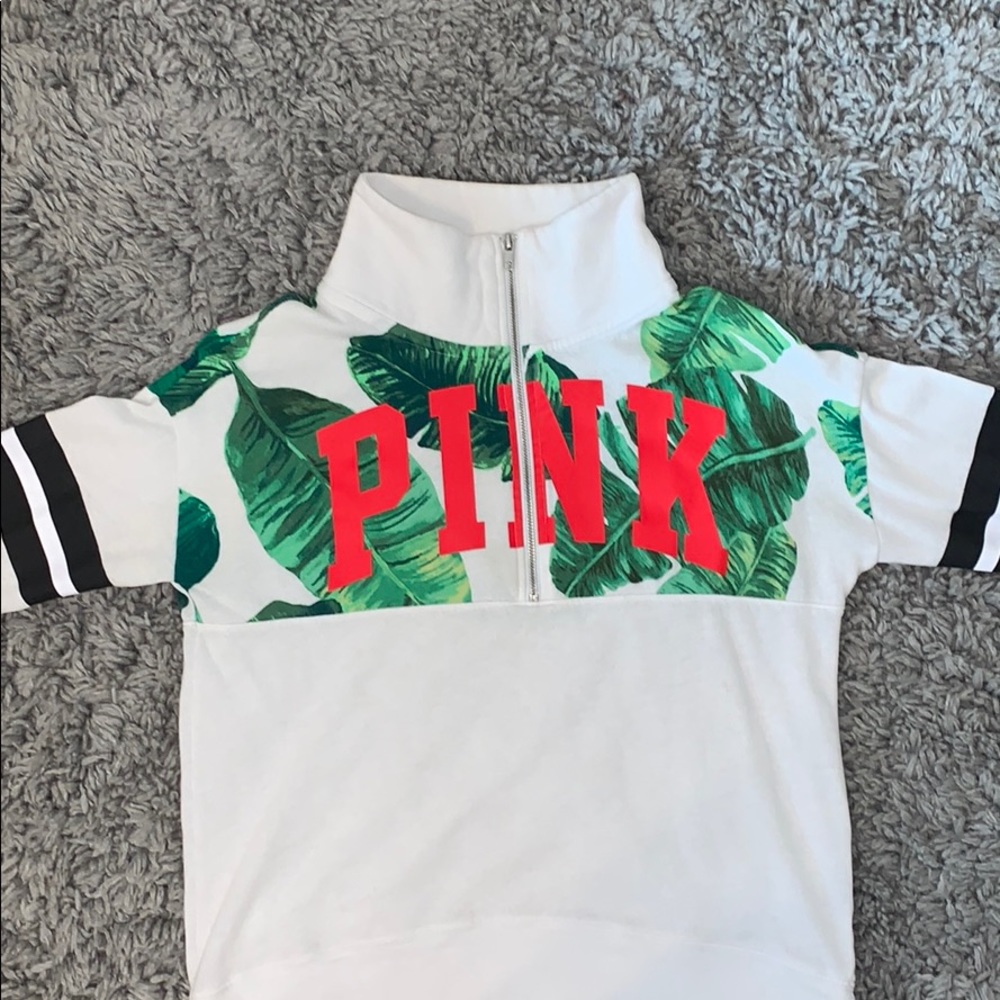 VS PINK xs quarter zip white sweater